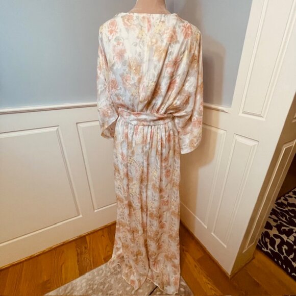 Baltic Born Watercolor Floral Flowy Kimono Maxi Dress Elastic Waist XXXL - Picture 7 of 10